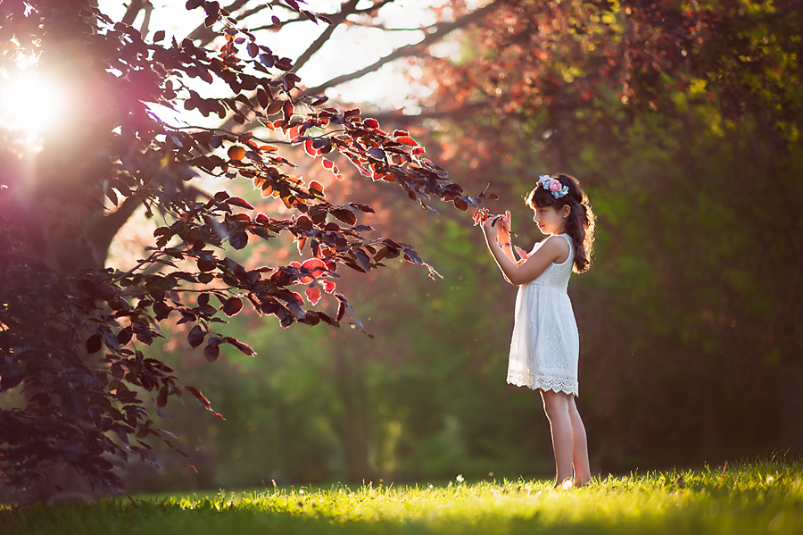 Girl at sunset with rim light