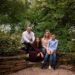 Family photograph in a lush green setting