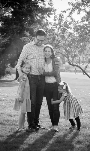 Black & White family photo at sunset in Northbrook IL